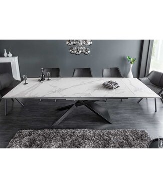 Invicta Interior Uitschuifbare eettafel EUPHORIA 180-220-260cm marmer wit keramiek gemaakt in Italie - 40122