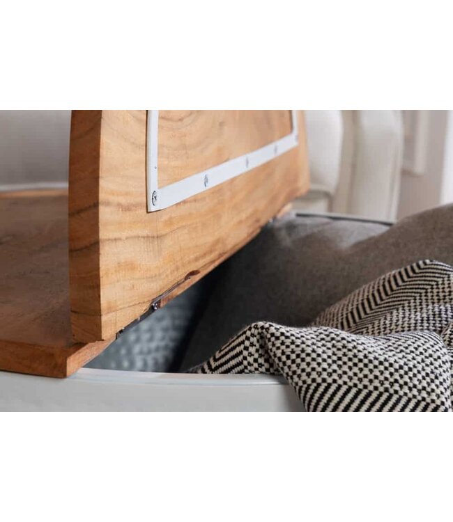 Invicta Interior Ronde salontafel ORIENT STORAGE 60cm wit acaciahout met opbergruimte handgemaakt gehamerd - 40108