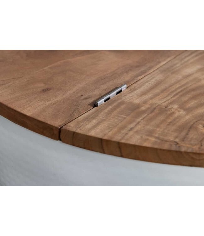Invicta Interior Ronde salontafel ORIENT STORAGE 60cm wit acaciahout met opbergruimte handgemaakt gehamerd - 40108