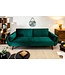Invicta Interior Retro slaapbank DIVANI 220cm smaragdgroen fluweel 3-zitsbank met bedfunctie - 40089