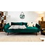 Invicta Interior Retro slaapbank DIVANI 220cm smaragdgroen fluweel 3-zitsbank met bedfunctie - 40089