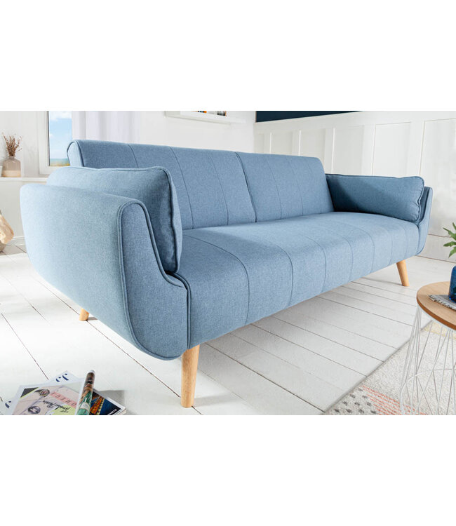 Invicta Interior Design slaapbank DIVANI 220cm lichtblauw bedfunctie 3-zitsbank Scandinavisch design - 40088