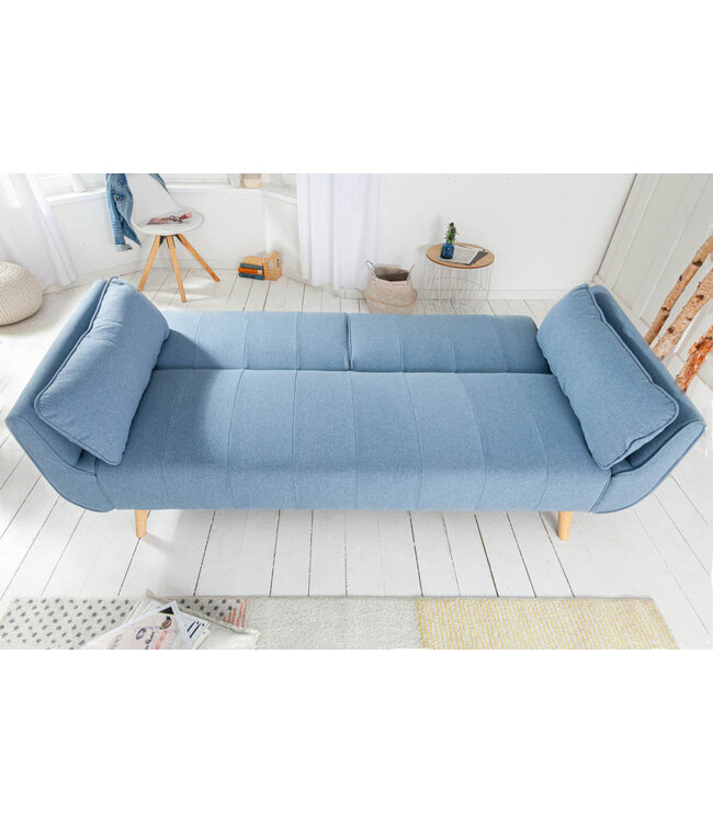 Invicta Interior Design slaapbank DIVANI 220cm lichtblauw bedfunctie 3-zitsbank Scandinavisch design - 40088