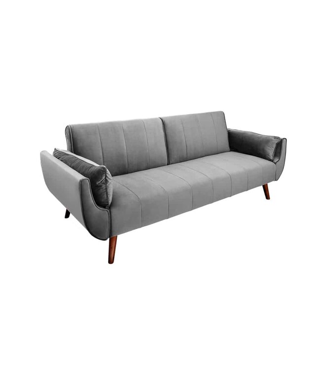 Invicta Interior Retro slaapbank DIVANI 220cm zilvergrijs fluweel 3-zitsbank met bedfunctie - 40087