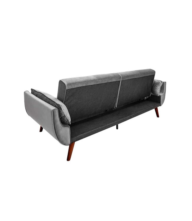 Invicta Interior Retro slaapbank DIVANI 220cm zilvergrijs fluweel 3-zitsbank met bedfunctie - 40087