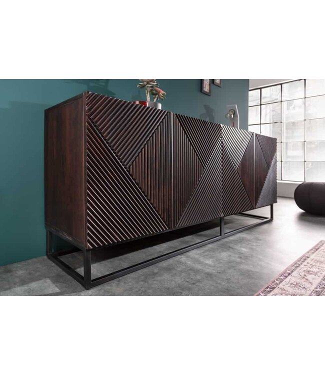 Invicta Interior Massief dressoir CREATIVO 177 cm mangohout, gedetailleerd retro-design aan de voorkant - 40049