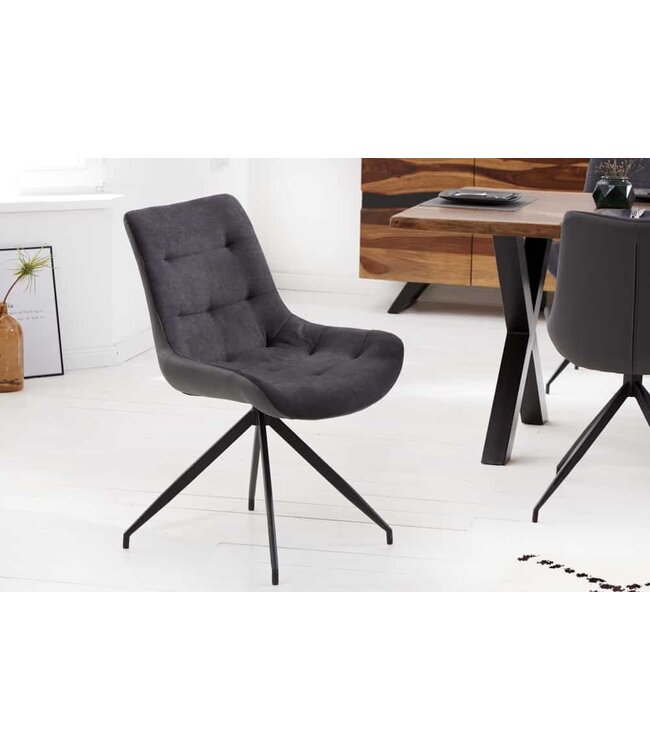 Invicta Interior Design stoel DIVANI donkergrijs metalen frame zwart in retrostijl - 40018