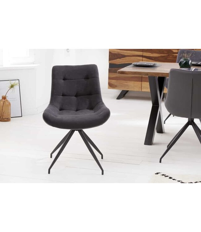 Invicta Interior Design stoel DIVANI donkergrijs metalen frame zwart in retrostijl - 40018