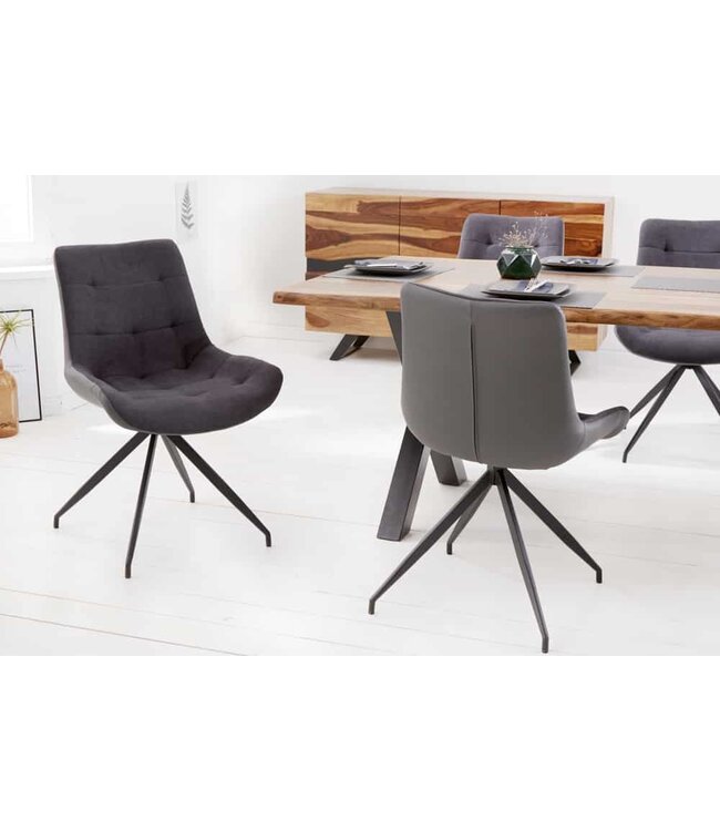 Invicta Interior Design stoel DIVANI donkergrijs metalen frame zwart in retrostijl - 40018