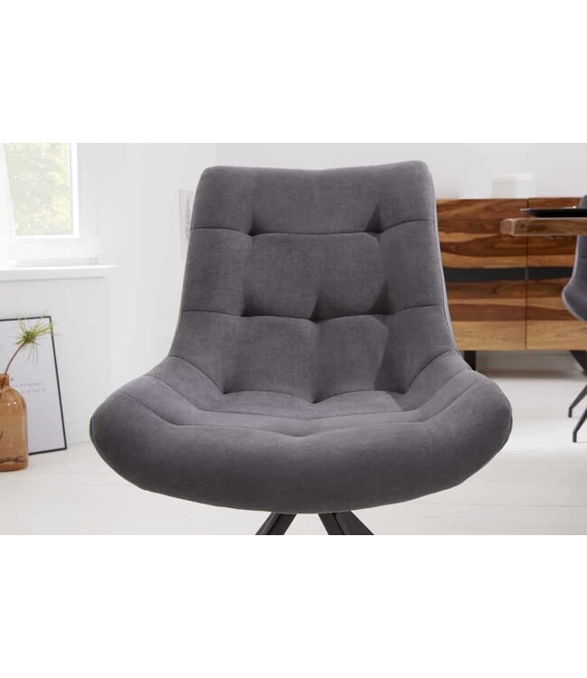 Invicta Interior Design stoel DIVANI lichtgrijs metalen frame zwart in retrostijl - 40017