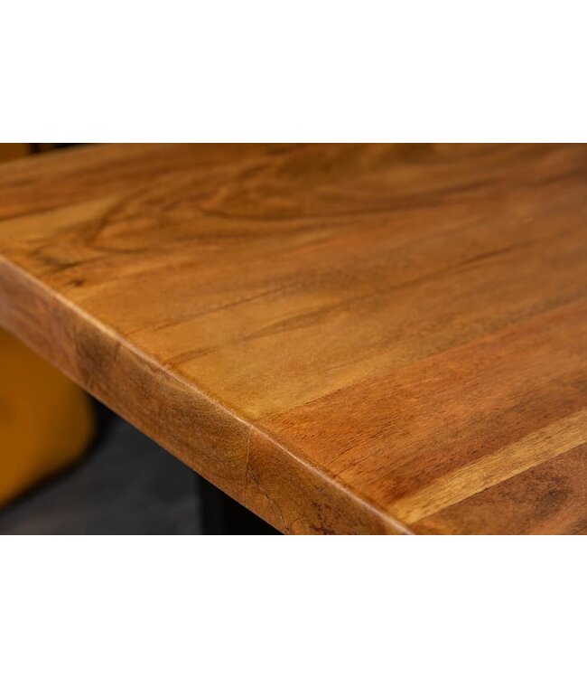 Invicta Interior Massief houten boomstam salontafel MAMMUT 110 cm acacia zwart metalen frame 3,5 cm tafelblad - 40014