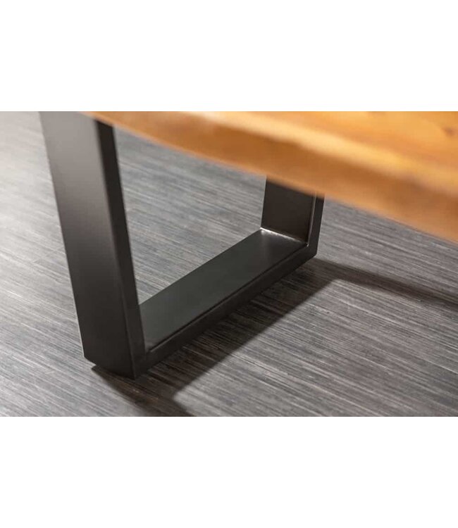 Invicta Interior Massief houten boomstam salontafel MAMMUT 110 cm acacia zwart metalen frame 3,5 cm tafelblad - 40014