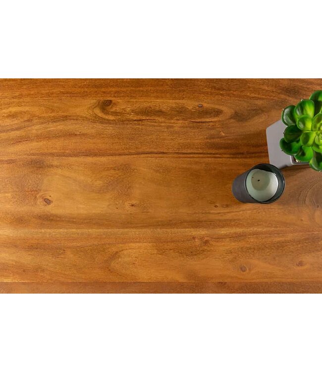 Invicta Interior Massief houten boomstam salontafel MAMMUT 110 cm acacia zwart metalen frame 3,5 cm tafelblad - 40014