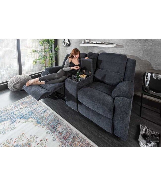 Invicta Interior Exclusieve 2-zits bioscoopfauteuil HOLLYWOOD donkergrijze tv-fauteuil met bekerhouder - 39979