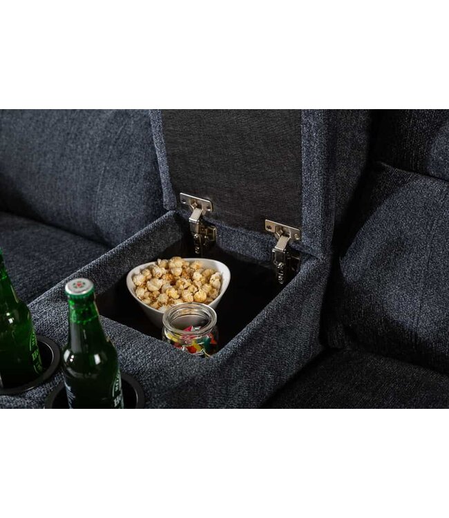 Invicta Interior Exclusieve 2-zits bioscoopfauteuil HOLLYWOOD donkergrijze tv-fauteuil met bekerhouder - 39979