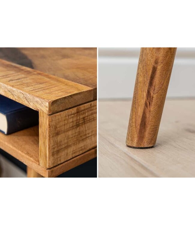 Invicta Interior Massief bureau RETRO 120 cm mangohouten kantoortafel met lade - 39959