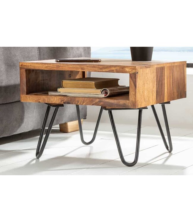 Invicta Interior Handgemaakte bijzettafel SCORPION 45cm Sheesham Hairpin Poten - 39957