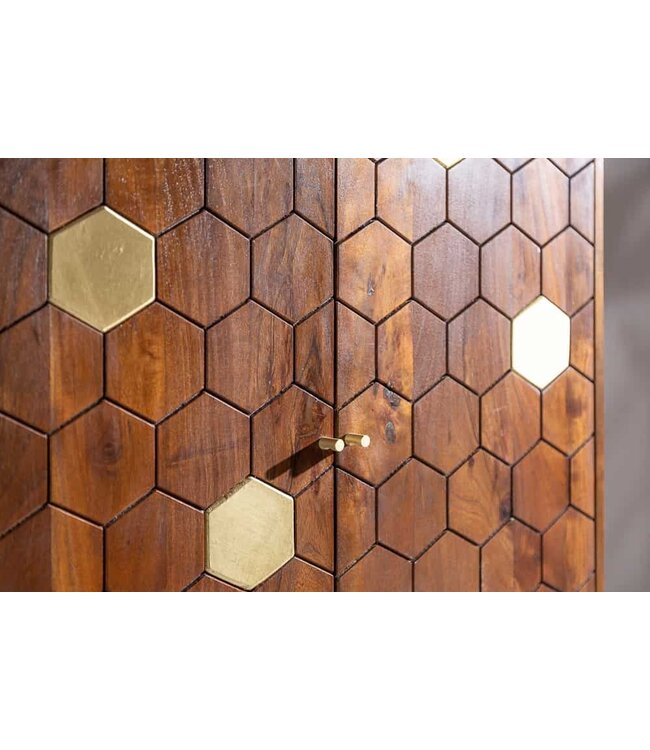 Invicta Interior Massieve barkast MYSTIC LIVING 75cm acacia bruin goud retro design - 39951