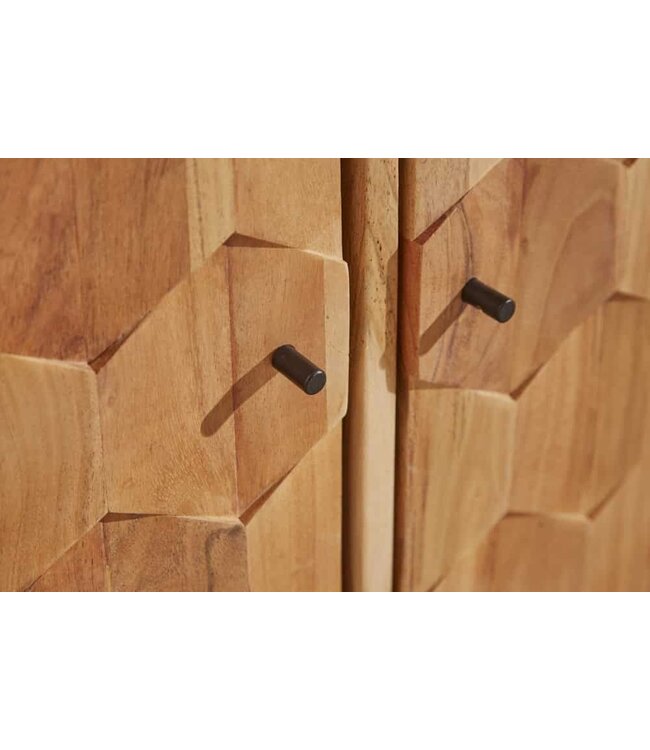 Invicta Interior Massief houten dressoir MYSTIC LIVING 140cm naturel acacia vitrine 3D oppervlak - 39942