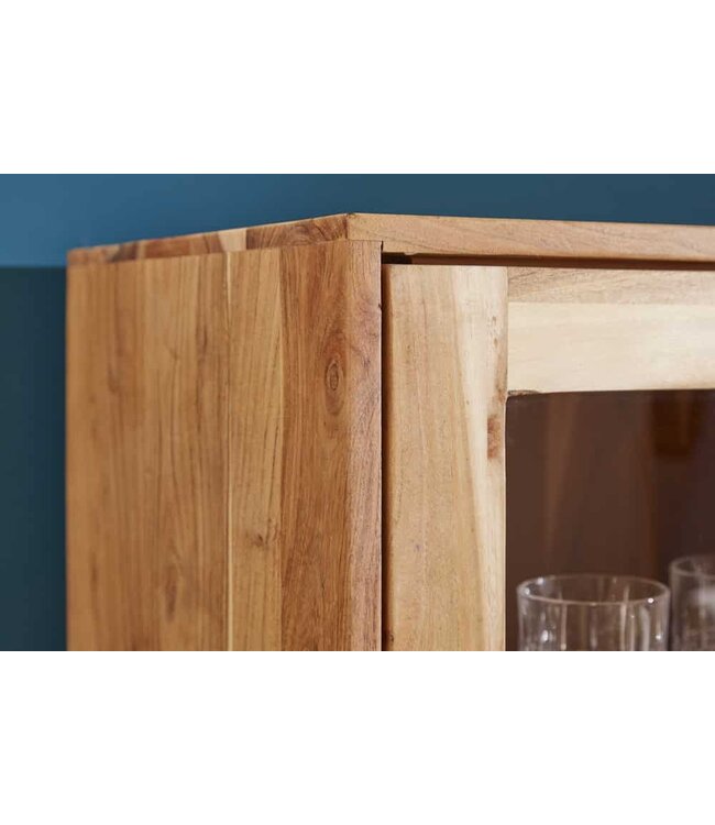 Invicta Interior Massief houten dressoir MYSTIC LIVING 140cm naturel acacia vitrine 3D oppervlak - 39942