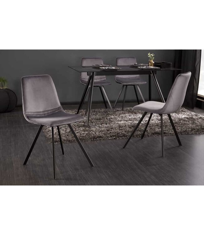 Invicta Interior Retro stoel AMSTERDAM CHAIR donkergrijs fluweel design klassieker - 39920