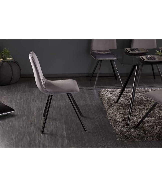 Invicta Interior Retro stoel AMSTERDAM CHAIR donkergrijs fluweel design klassieker - 39920