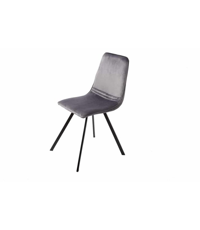 Invicta Interior Retro stoel AMSTERDAM CHAIR donkergrijs fluweel design klassieker - 39920