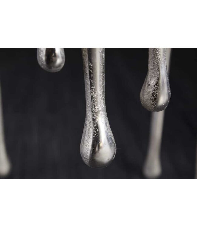 Invicta Interior Extravagante bijzettafel LIQUID LINE 50cm zilver traandesign metaal aluminium rond - 39883