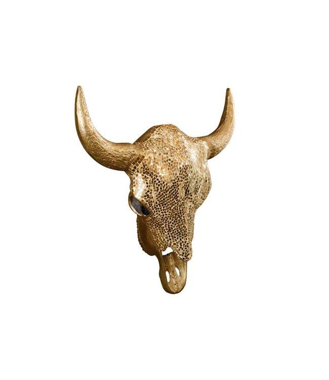 Invicta Interior Elegante stierenkop MATADOR 56cm goud met mozaiekversiering wanddecoratie - 39879