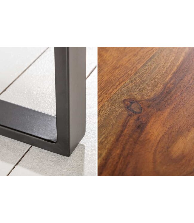Invicta Interior Massief houten salontafel IRON CRAFT 100cm Sheesham steenafwerking Industrieel Design - 39871