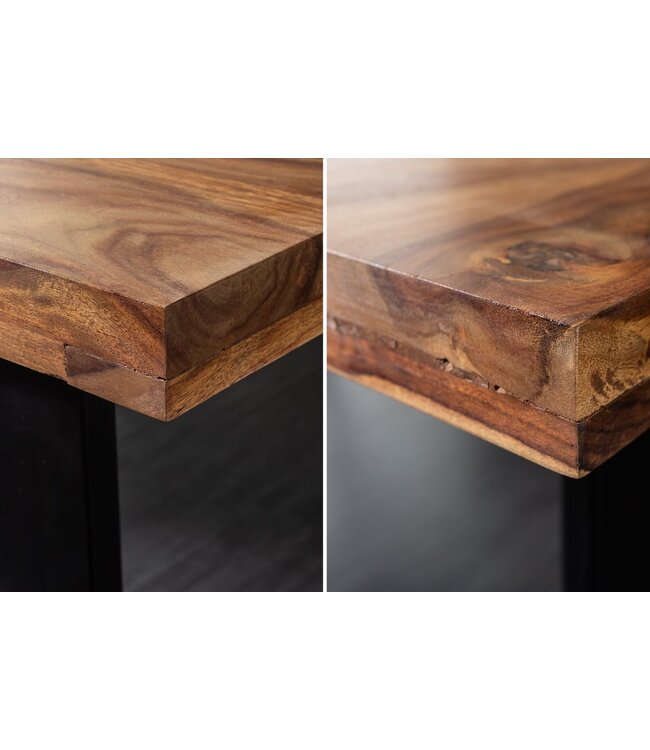 Invicta Interior Massief houten eettafel IRON CRAFT 200cm naturel zwarte Sheesham steenafwerking Industrieel Design - 39870