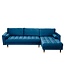 Invicta Interior Elegante hoekbank COSY VELVET 3-zitsbank met blauwe petrol fluwelen veerkern - 39847