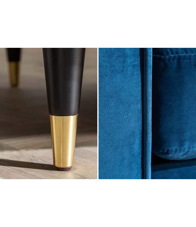 Invicta Interior Design 3-zits loungebank COSY VELVET 220cm petroleumblauw fluwelen veerkern - 39844