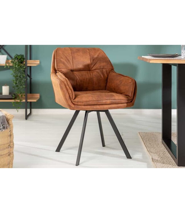 Invicta Interior Draaibare designstoel MR. LOUNGER lichtbruin met armleuning - 39838