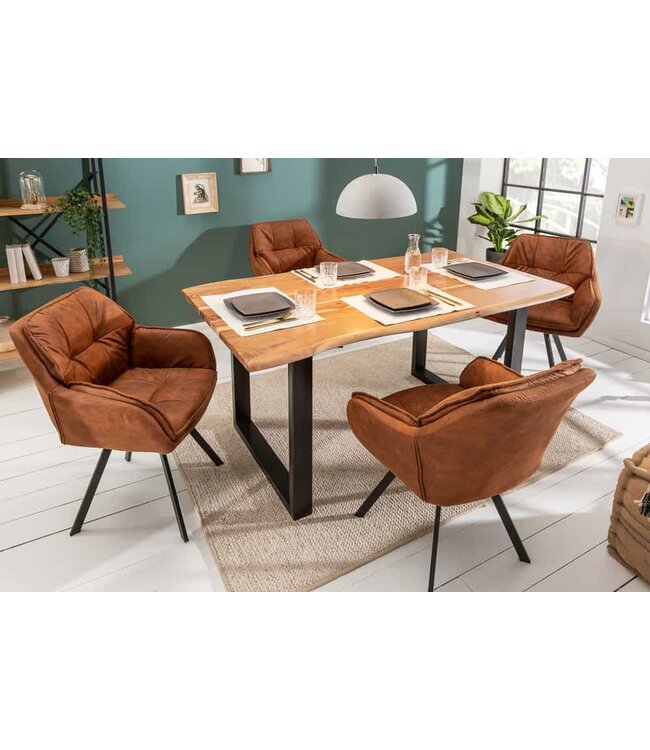 Invicta Interior Draaibare designstoel MR. LOUNGER lichtbruin met armleuning - 39838