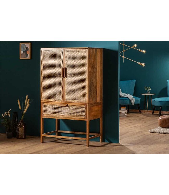 Invicta Interior Massief dressoir BAMBOO LOUNGE 140cm mangohout bamboe met Weens weefsel - 39821