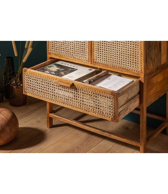 Invicta Interior Massief dressoir BAMBOO LOUNGE 140cm mangohout bamboe met Weens weefsel - 39821