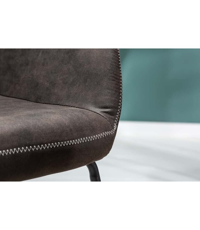 Invicta Interior Design stoel MUSTANG antiek grijs microvezel met armleuning - 39795