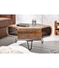 Invicta Interior Retro salontafel ORGANIC LIVING 80cm grijze smoke afwerking Sheesham palissander massief houten haarspeldpoten - 39753