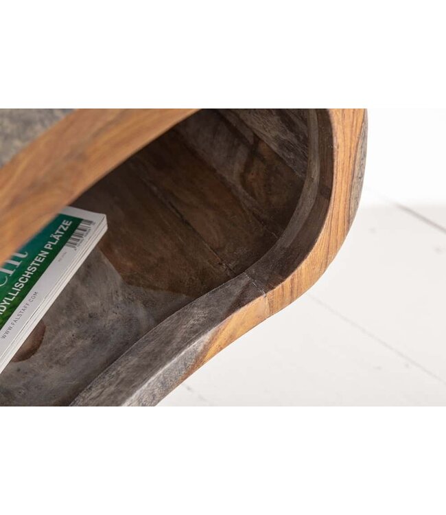 Invicta Interior Retro salontafel ORGANIC LIVING 80cm grijze smoke afwerking Sheesham palissander massief houten haarspeldpoten - 39753
