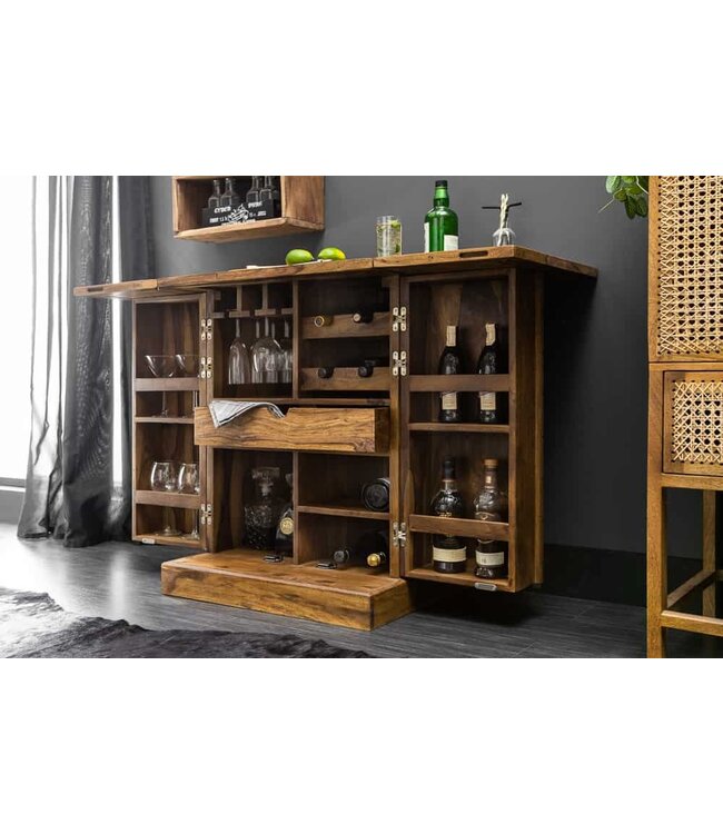 Invicta Interior Handgemaakte barkast MOSAICO 130cm Sheesham hout steenafwerking 3D effect - 39749