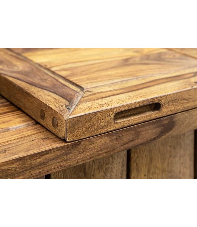 Invicta Interior Handgemaakte barkast MOSAICO 130cm Sheesham hout steenafwerking 3D effect - 39749