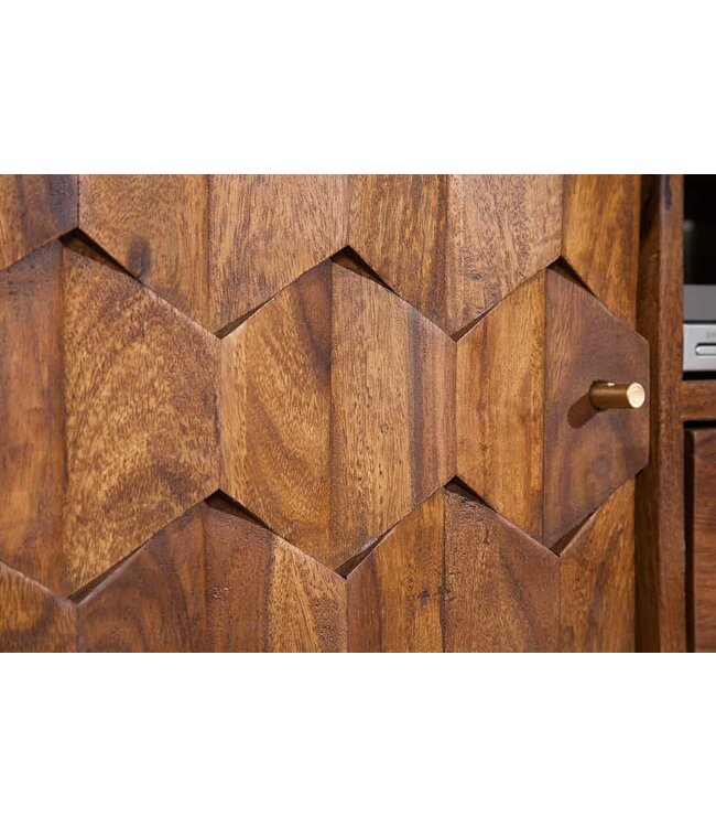 Invicta Interior Massief TV-bord MYSTIC LIVING 140cm Sheesham naturel 3D oppervlak massief hout - 39744