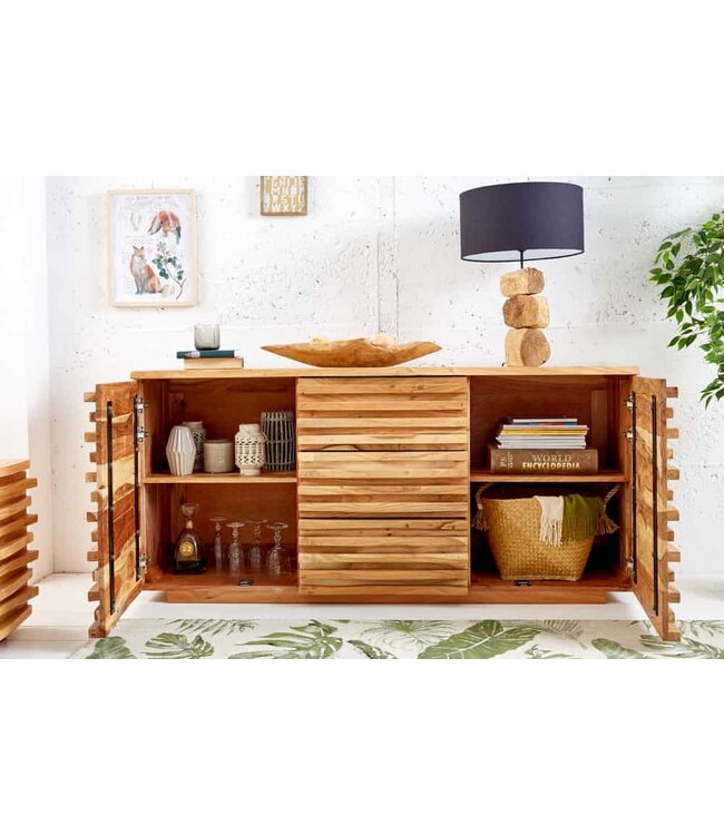 Invicta Interior Massief dressoir RELIEF 160 cm acaciahout met uitgewerkt front - 39736