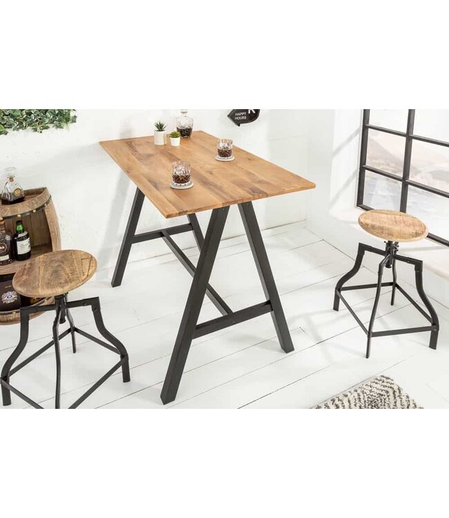 Invicta Interior Massieve bartafel CASTLE 120cm natuurlijk wild eiken bartafel industrieel design - 39722