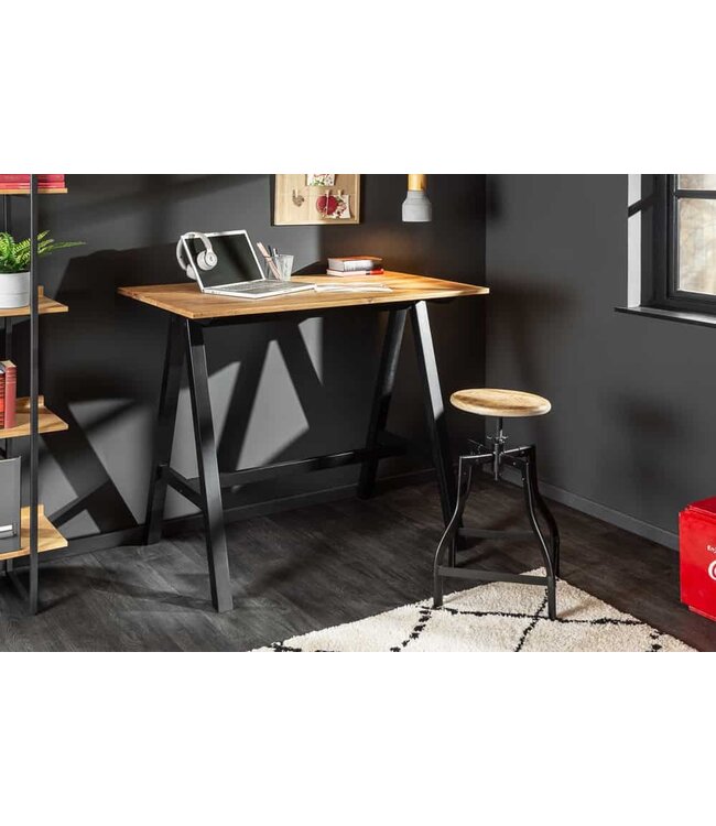 Invicta Interior Massieve bartafel CASTLE 120cm natuurlijk wild eiken bartafel industrieel design - 39722