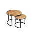 Invicta Interior industrieele set van 2 bijzettafels ELEMENTS 60cm massief mangohout rond zwart metalen frame - 39656