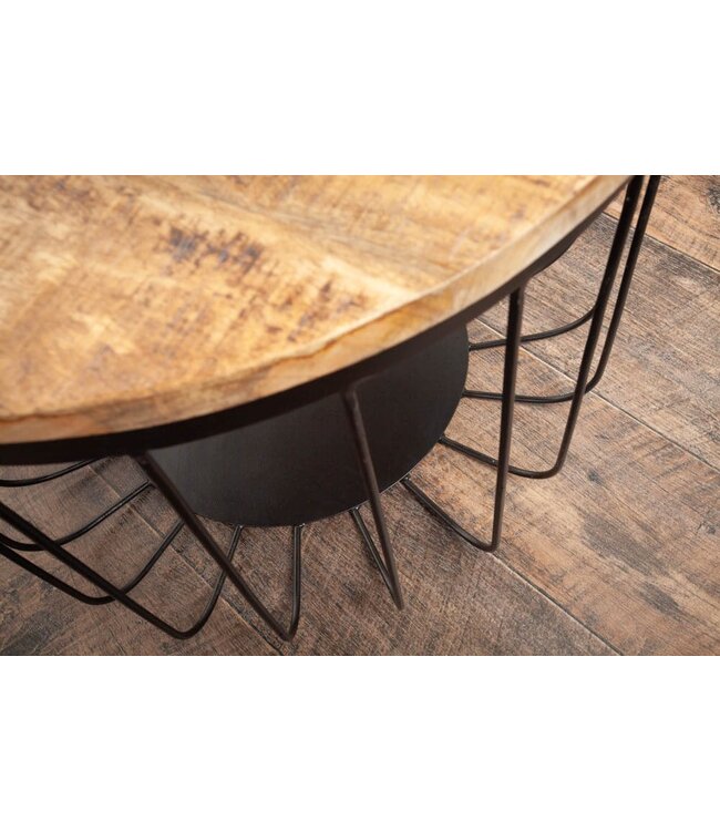 Invicta Interior Ronde salontafel FACTORY LOFT 60cm natuurlijk mangohout zwart metalen frame handgemaakt massief - 39655