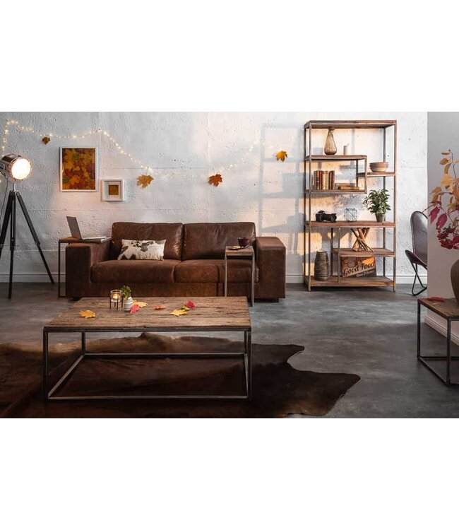 Invicta Interior industrieele bijzettafel BARRACUDA 40cm gerecycled hout met gebogen poten - 39586