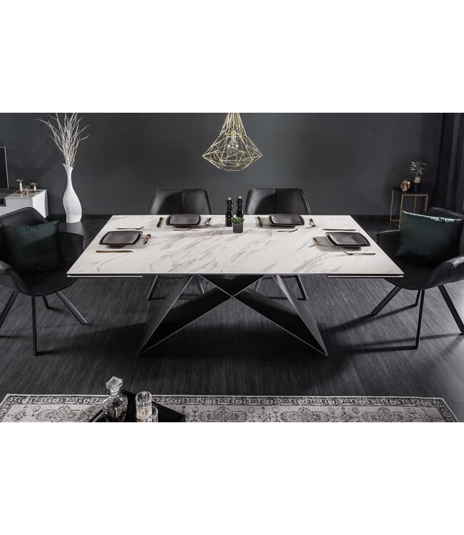 Invicta Interior Uitschuifbare eettafel PROMETHEUS 180-220-260cm wit marmer keramiek gemaakt in Italie - 39562